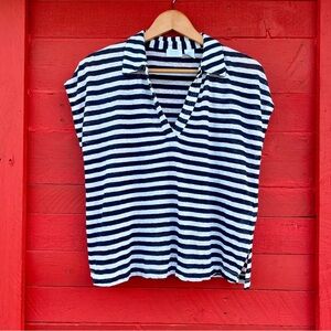 🟥 Sigurd Olsen linen striped VNeck collared cap sleeved top